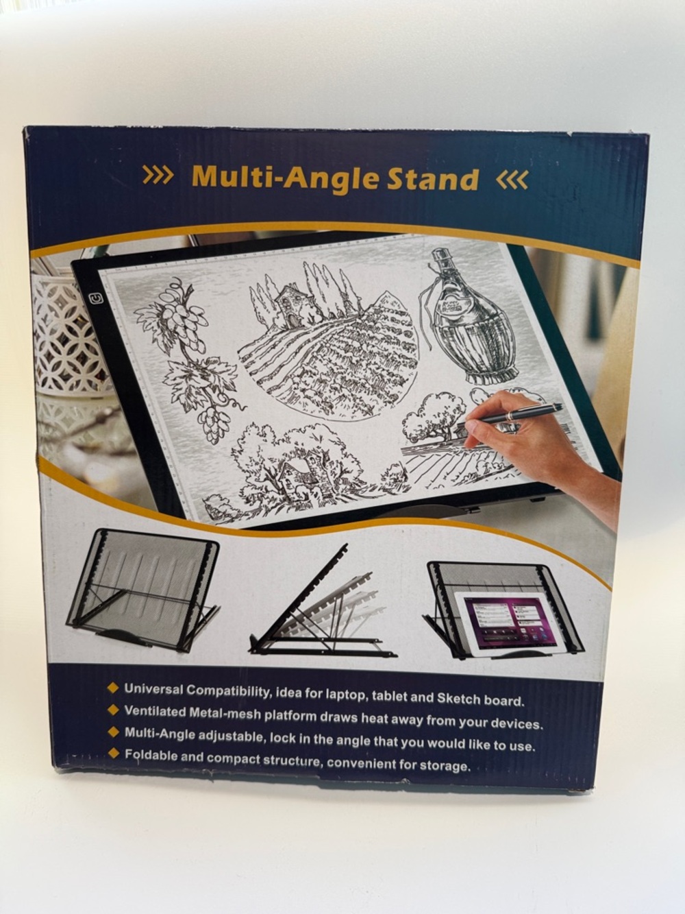 Multi-Angle Stand for Laptop, Tablet & Sketch Board - Black